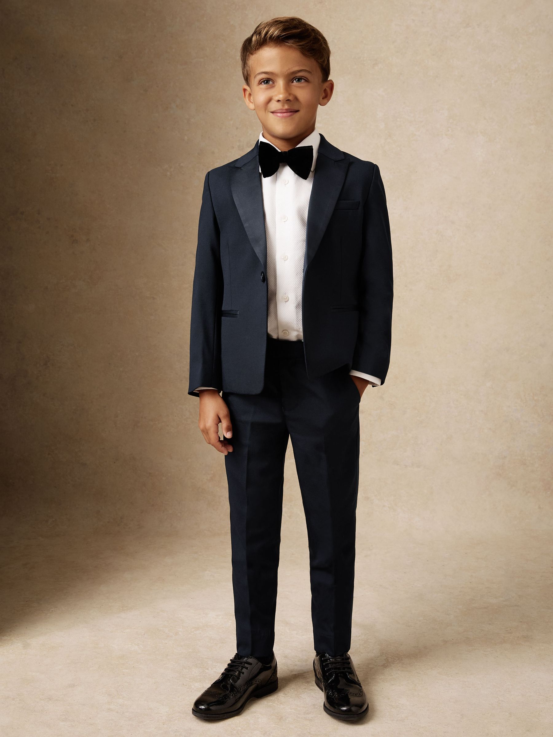 Marineblauw - Reiss Knightsbridge Tuxedo broek van satijn met strepen