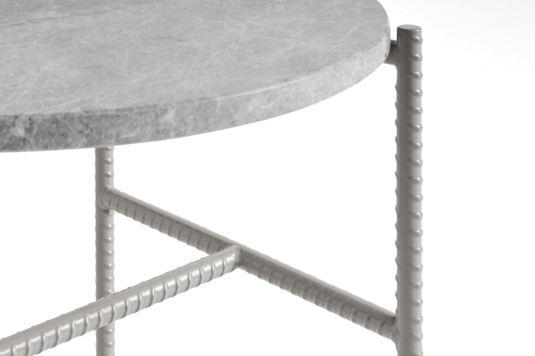 Hay Rebar Marble bijzettafel 45 rood staal, grijs marmer