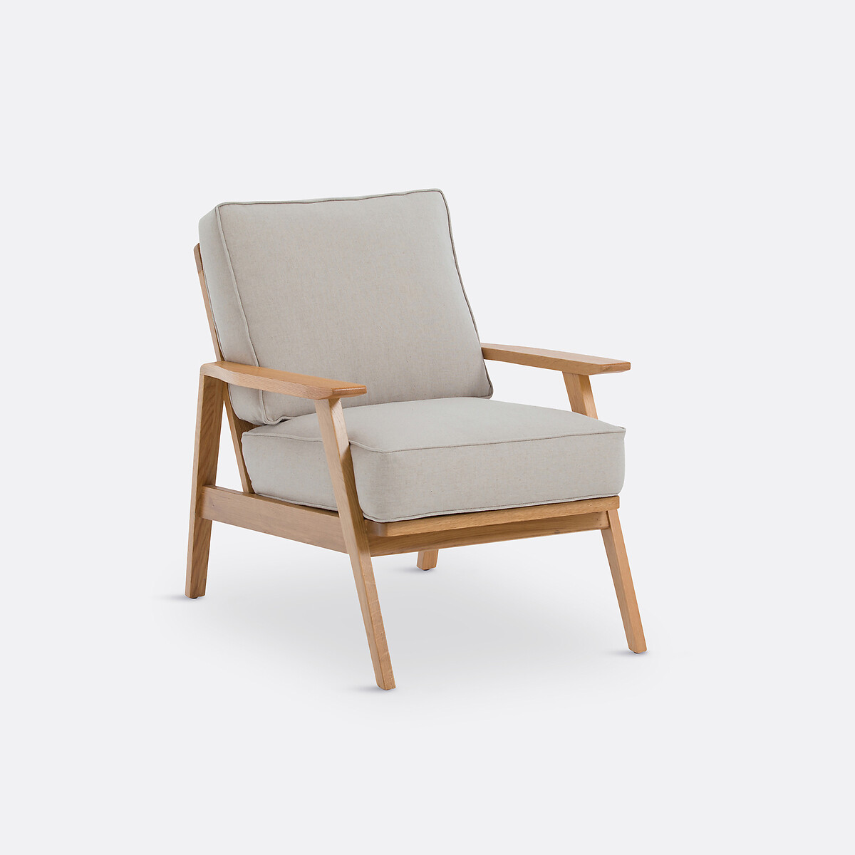 LA REDOUTE INTERIEURS<br>Poltrona vintage em carvalho e algodão/linho, Linna