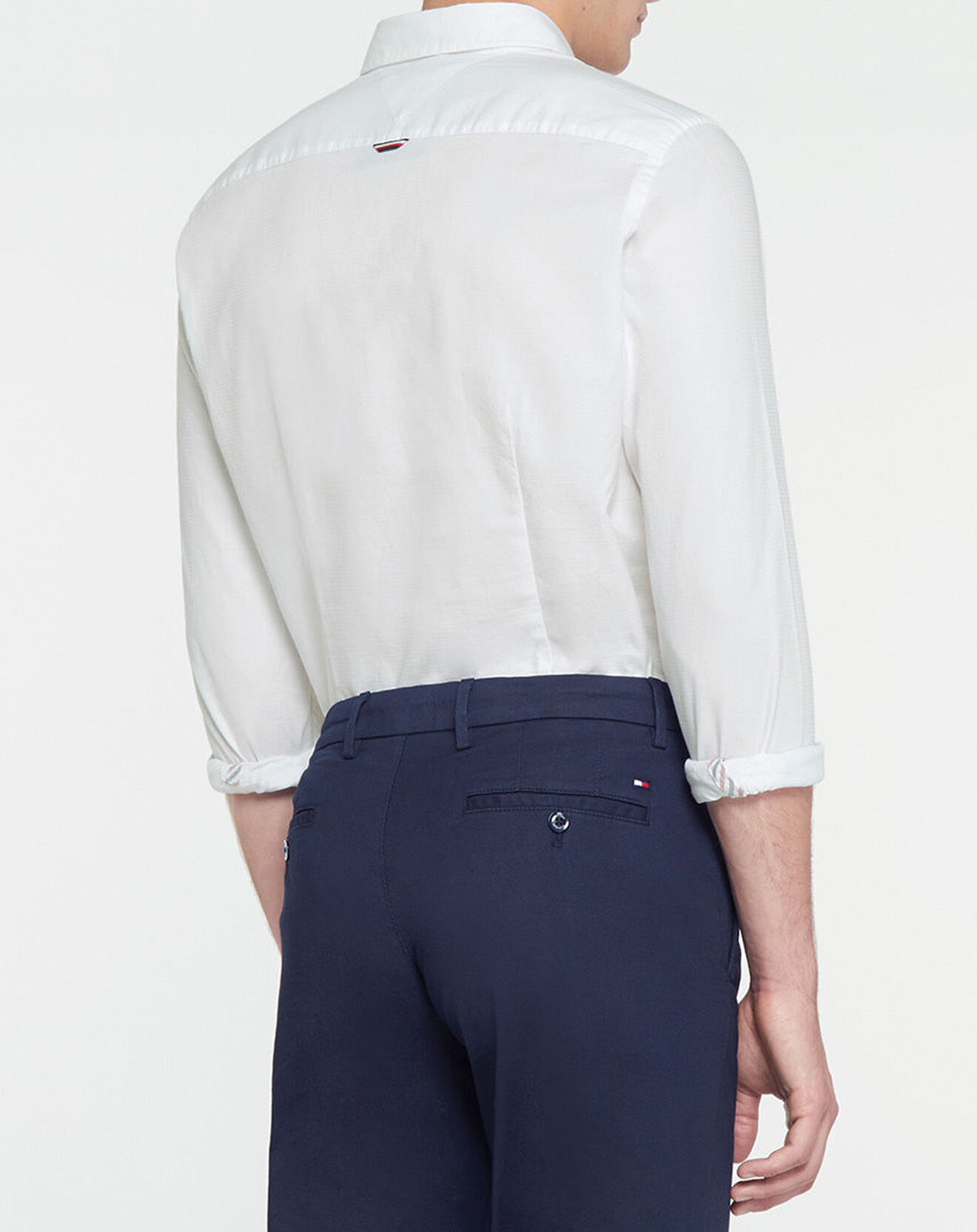 Tommy Hilfiger Chemise Slim en Coton Bio mélangé Flex Dobby blanche