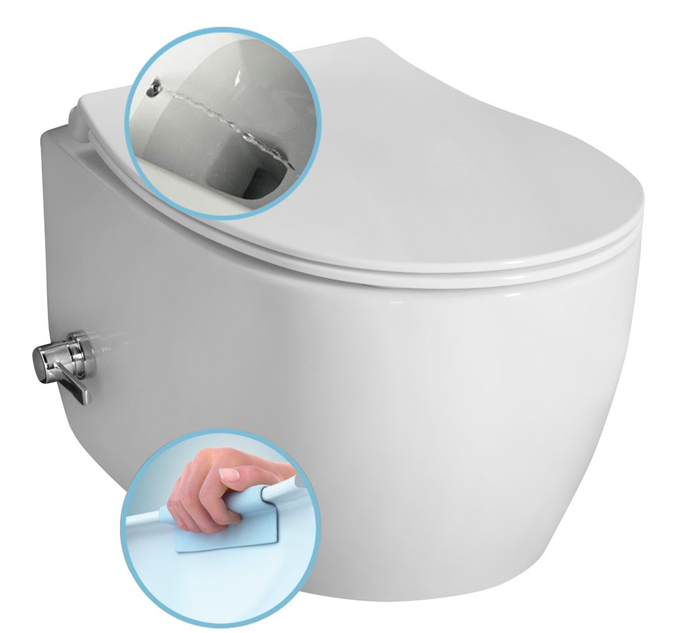 Isvea Sentimenti hangend toilet met bidetsproeier randloos wit