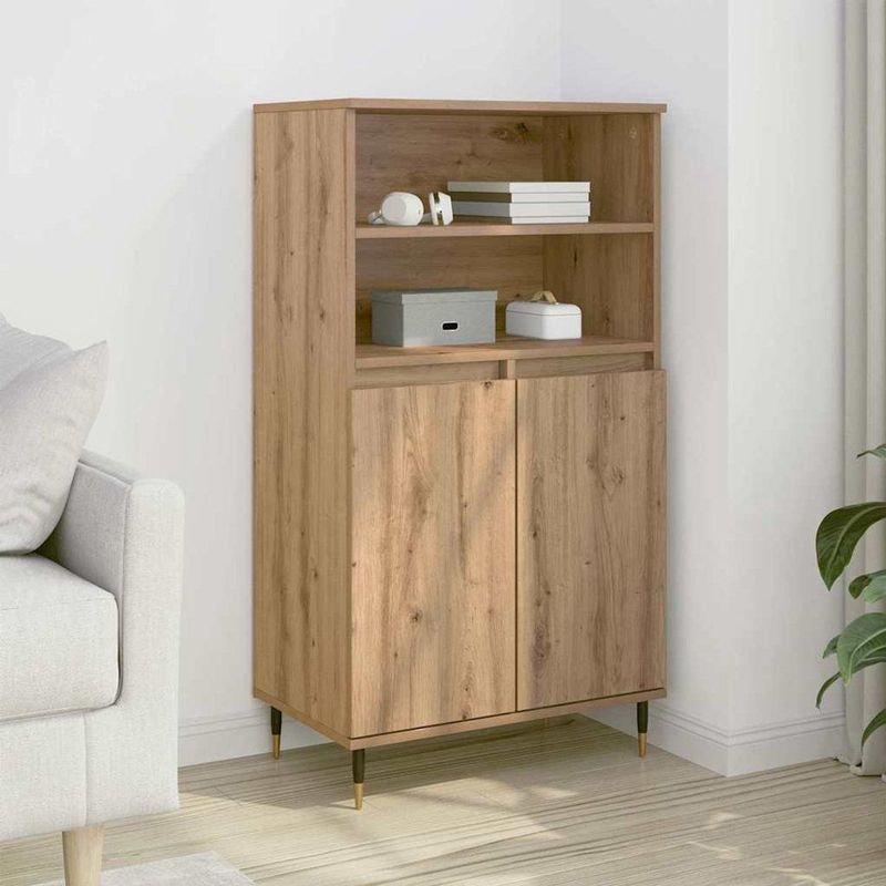 vidaXL - Hoge Kast - Eikenkleurig - Bewerkt Hout - 60x36x110 cm