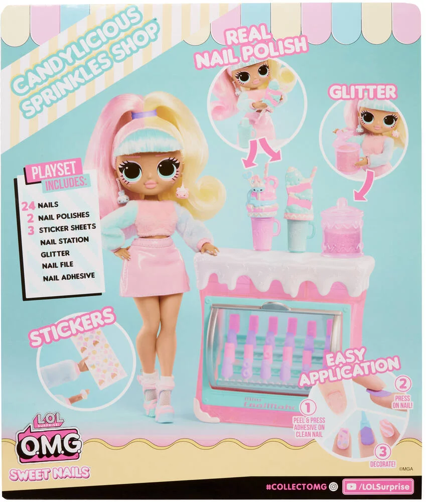 LOL SURPRISE - OMG SWEET NAILS™ -  POUPEE MANNEQUIN CANDYLICIOUS SPRINKLES SHOP