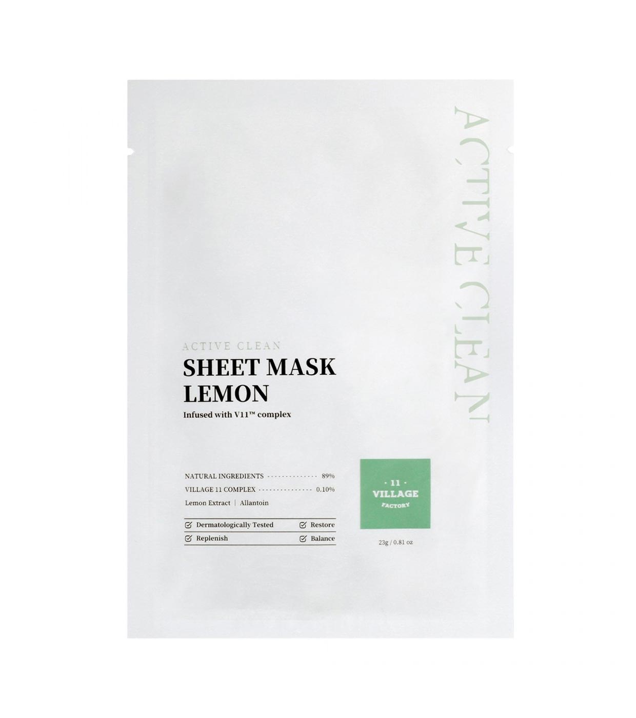 Village 11 Factory - *Active Clean* - Máscara Facial Hidratante e Iluminadora Sheet Mask Lemon