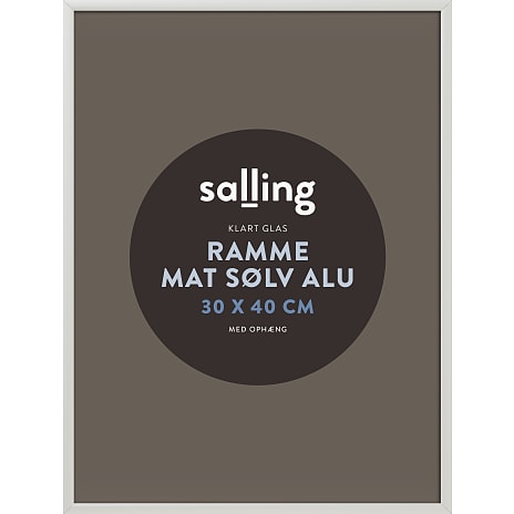Mat sølv ramme m. glas - 30x40 cm