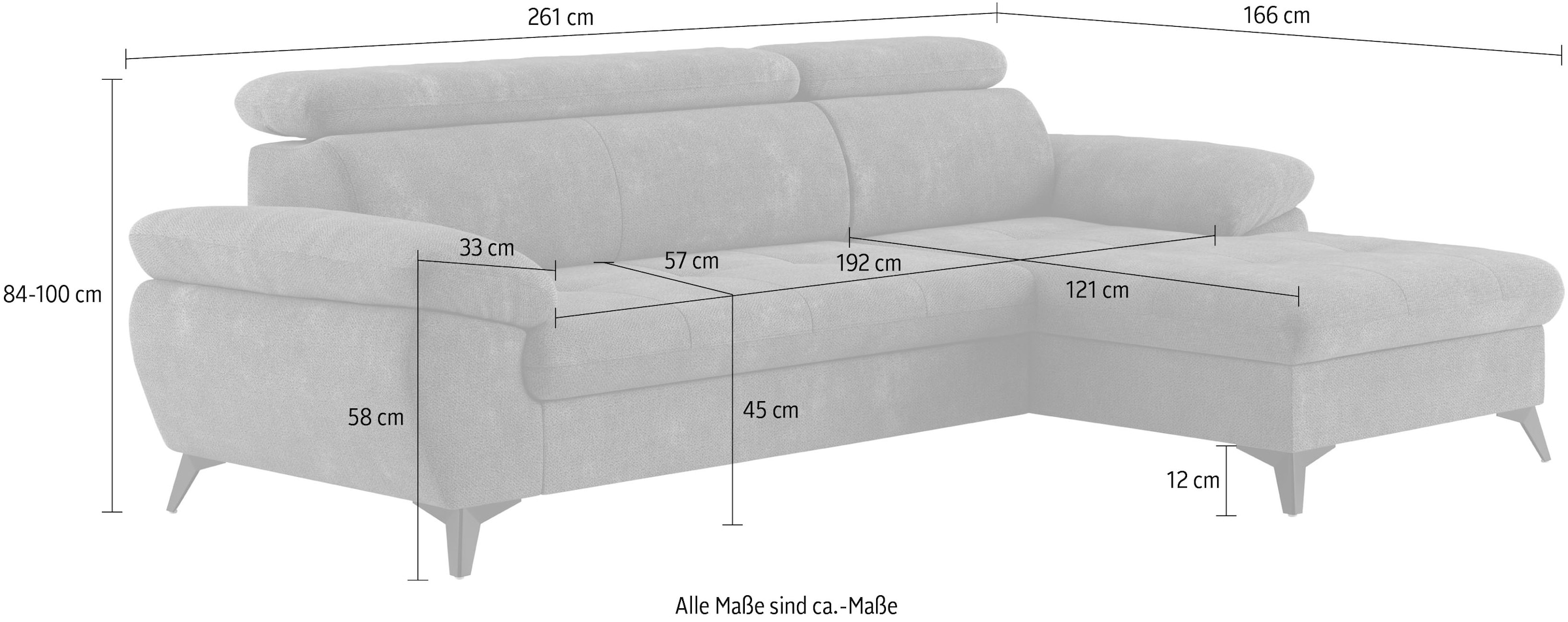 COTTA Ecksofa »Hudson L-Form« mit Kopfteilverstellung, wahlweise mit Bettfunktion & Bettkasten