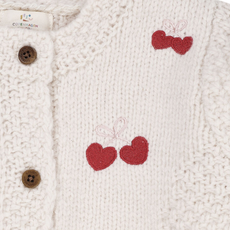 Copenhagen Colors LAMBWOOL CARDIGAN W. BOW EMB Cream