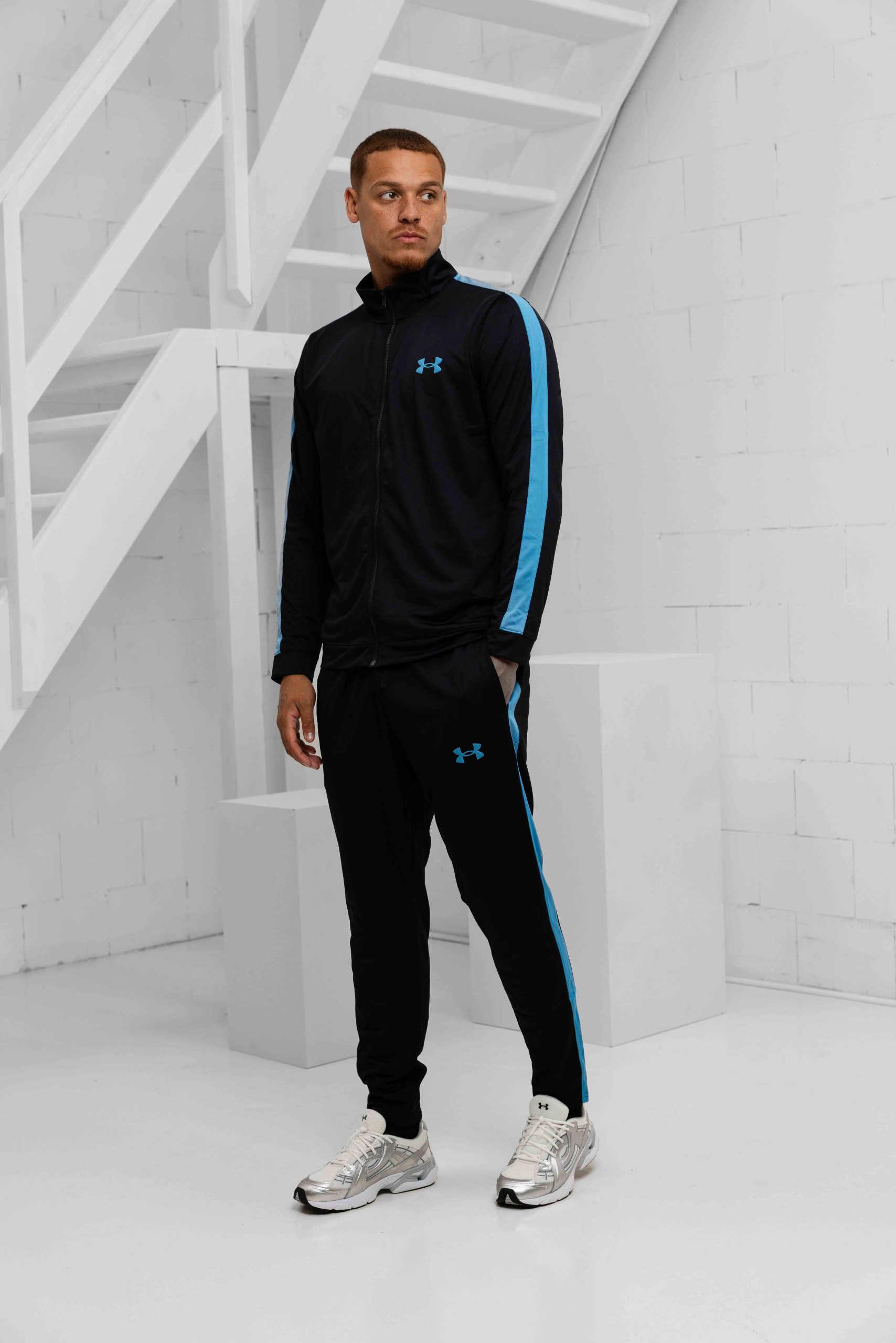 Under Armour Rival Knit Trainingspak Heren Zwart/Blauw