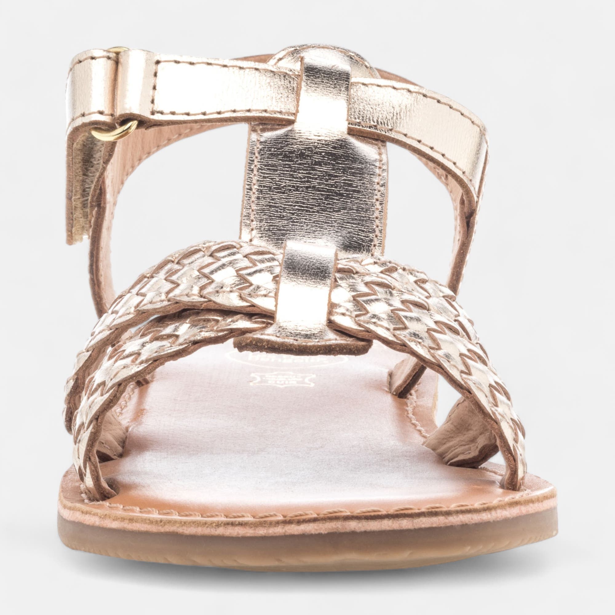 Nu-pieds Fille en cuir or