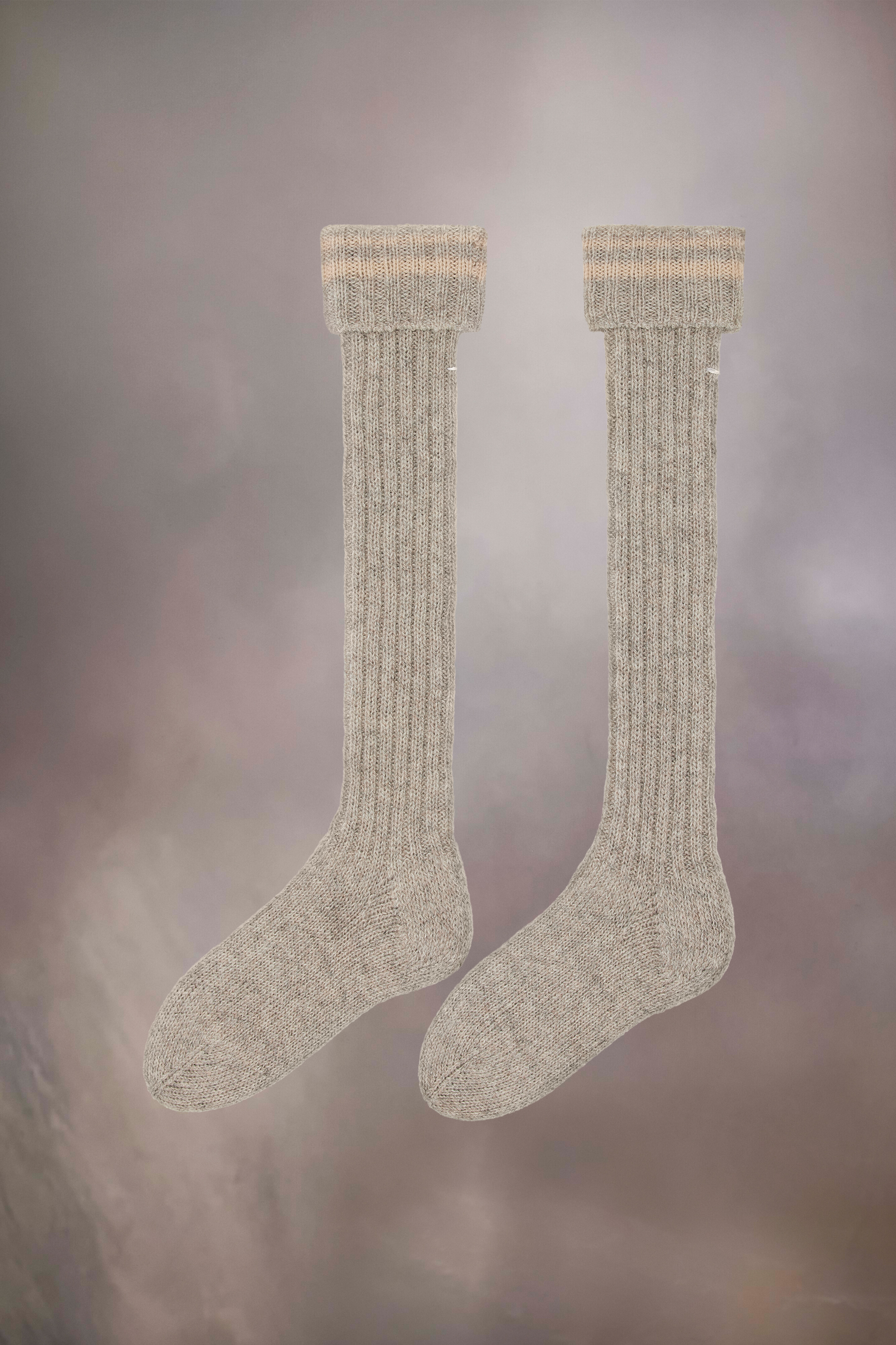 Chaussettes en laine Shetland Beige