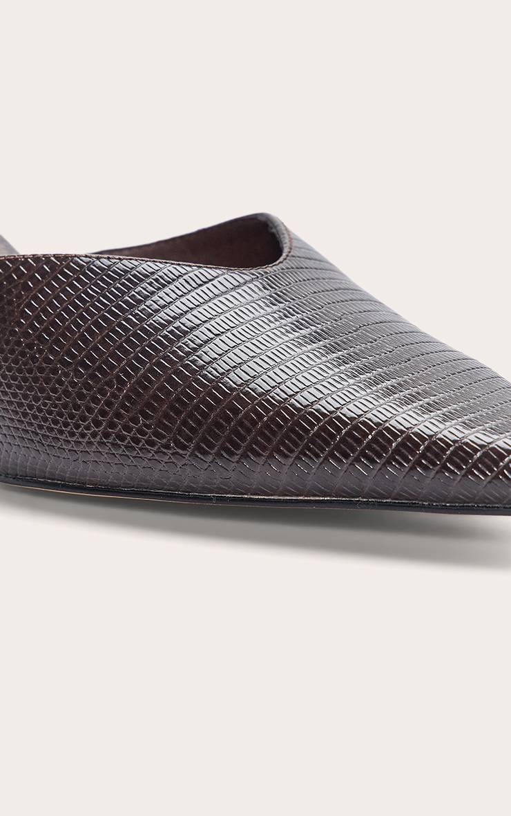 Chocolat Mules À Bout Pointu Et Petit Talon Effet Synthétique