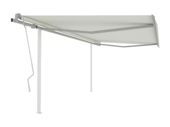 Auvent manuel rétractable avec poteaux 4,5x3 m Crème