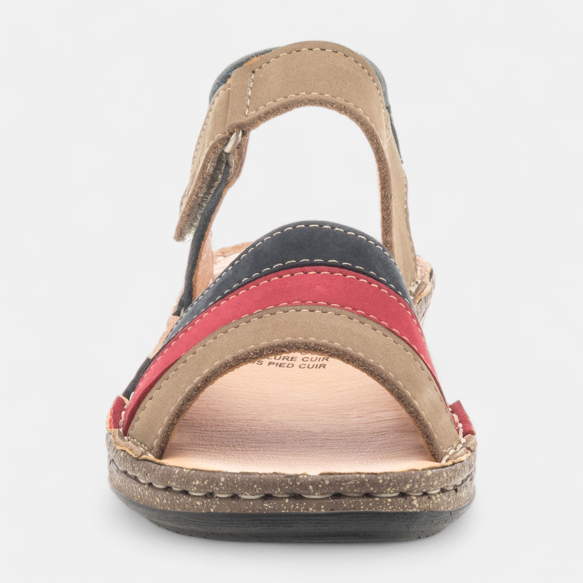 Nu-pieds confort Femme en cuir multicolore