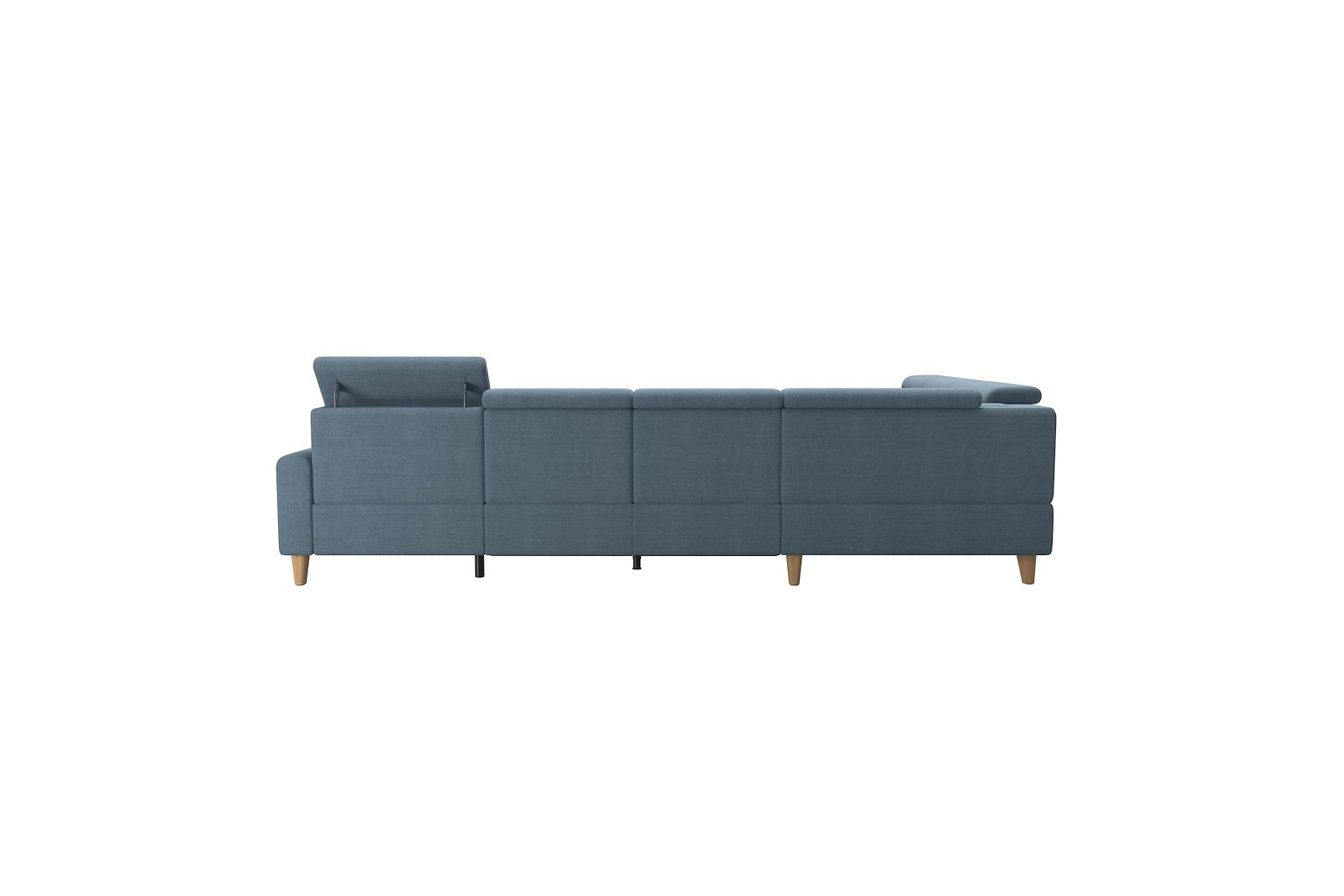 Anna C22 hjørnesofa (PMCMM) med LS (M) Tekstil Dahlia Light Blue med A1 arm og eikbeisede skrå ben, 14 cm. (Power-Manual-CornerManual-Manual-Manual)