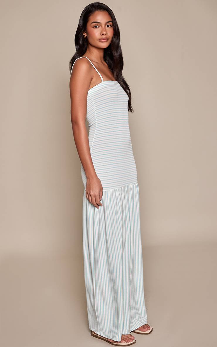 Bleu Layette Robe Longue Rayée À Bretelles Avec Taille Basse