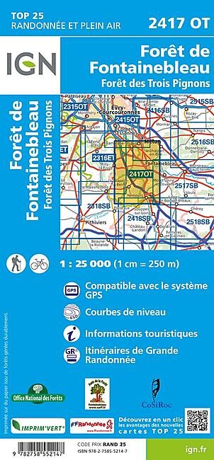 IGN - TOP25 2417OT FORET DE FONTAINEBLEAU 1 25 000