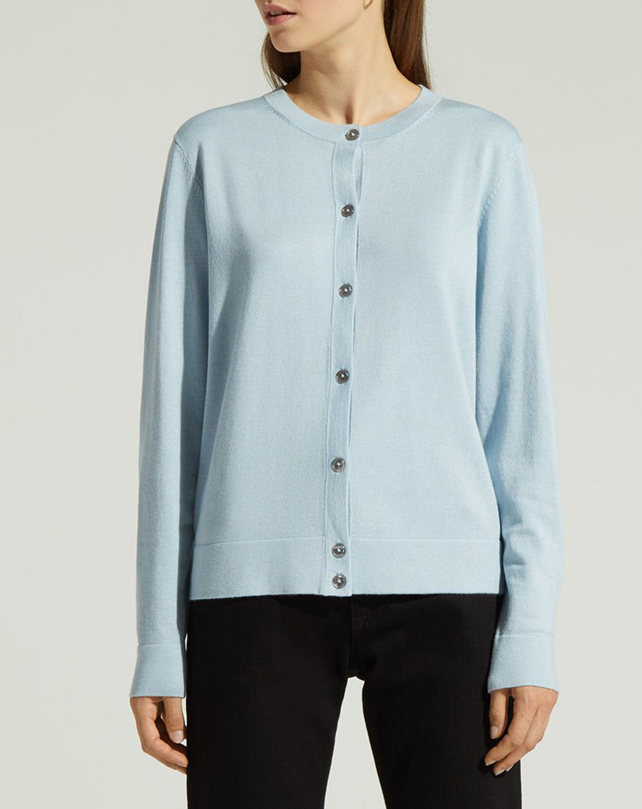 Galeries Lafayette Cardigan droit en Maille fine Dya bleu clair