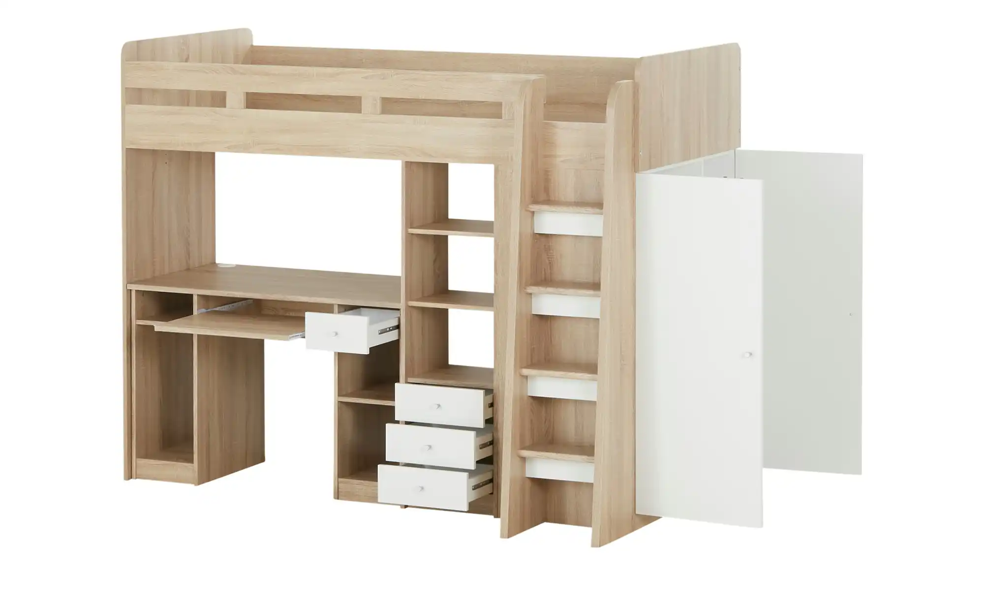 Hochbett mit Kleiderschrank und Schreibtisch Unit