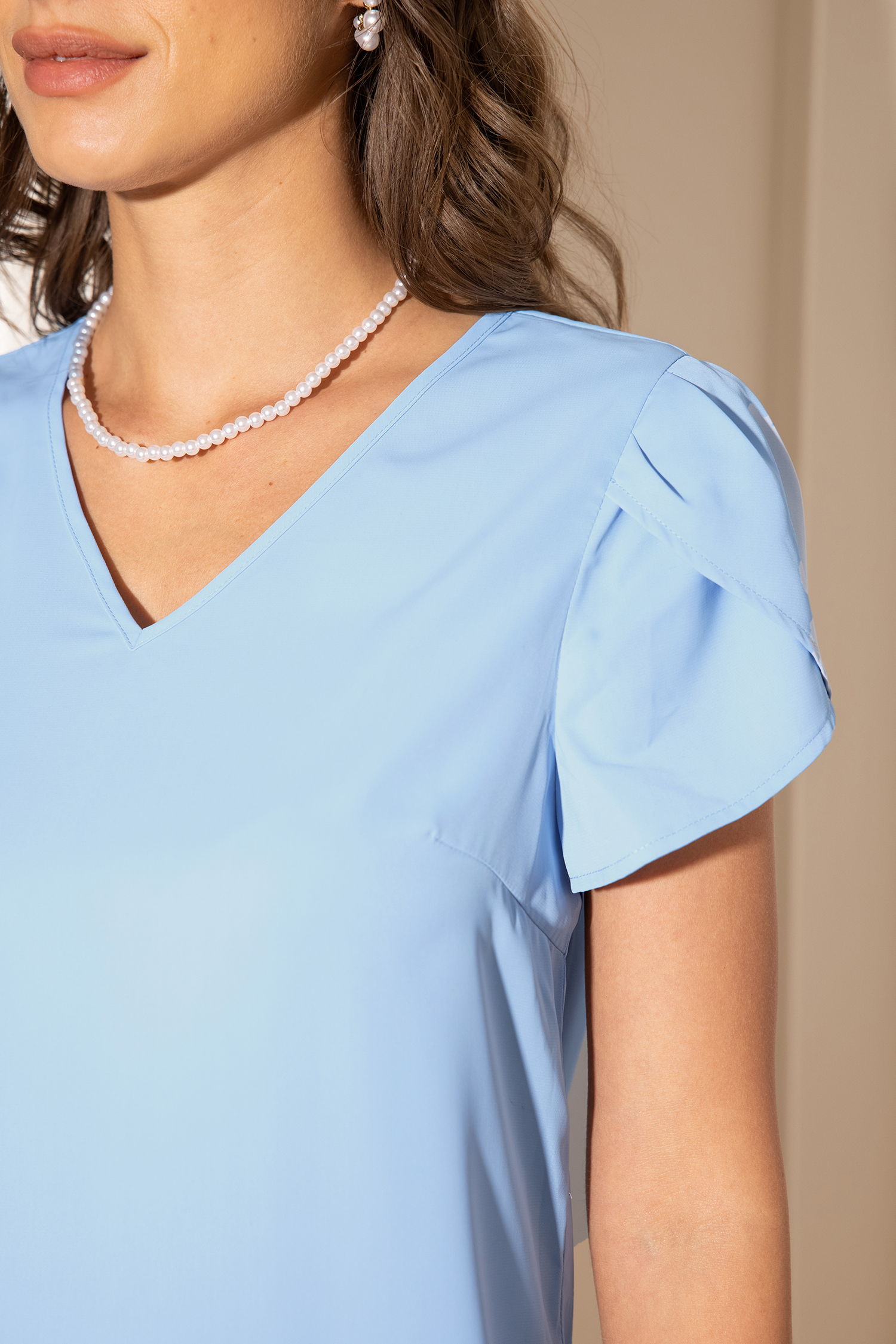 Robe midi à manches tulipes bleu ciel