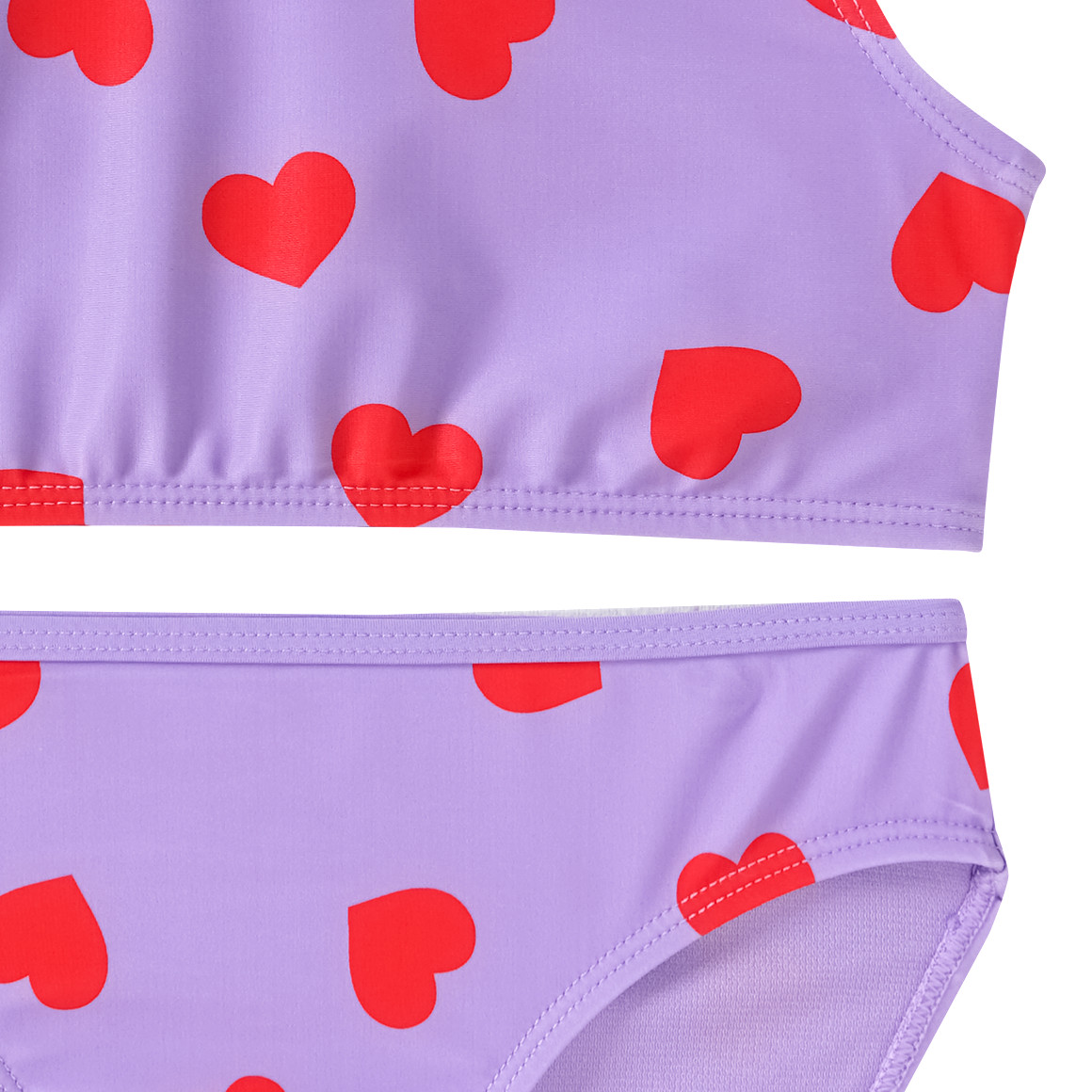 Famy Mädchen Bikini mit Herz-Allover helllila