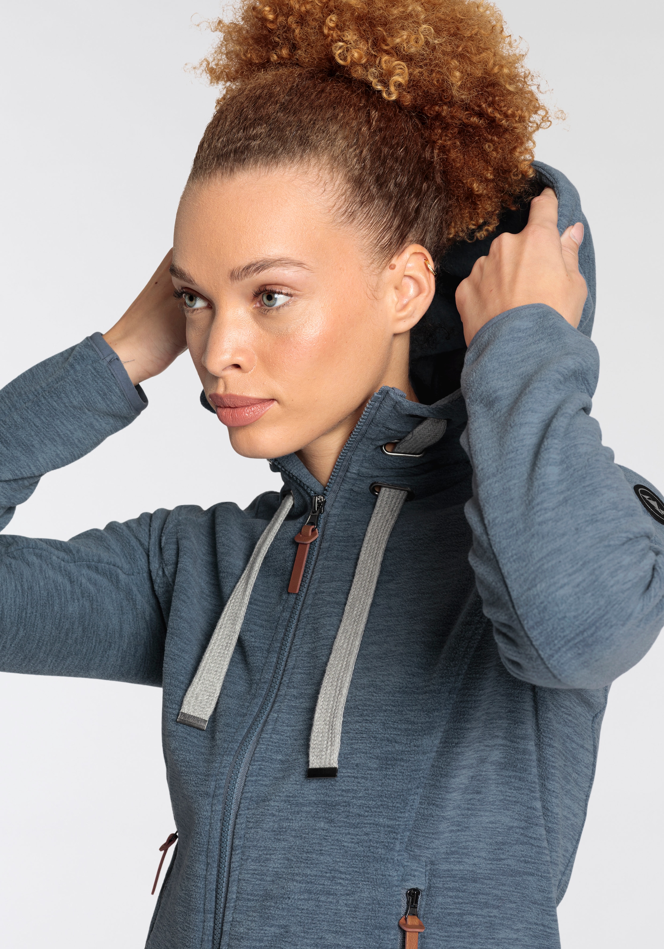 Polarino Fleecejacke mit Kapuze für kalte Tage,  aus Fleece,  mit Kapuze,  atmungsaktiv