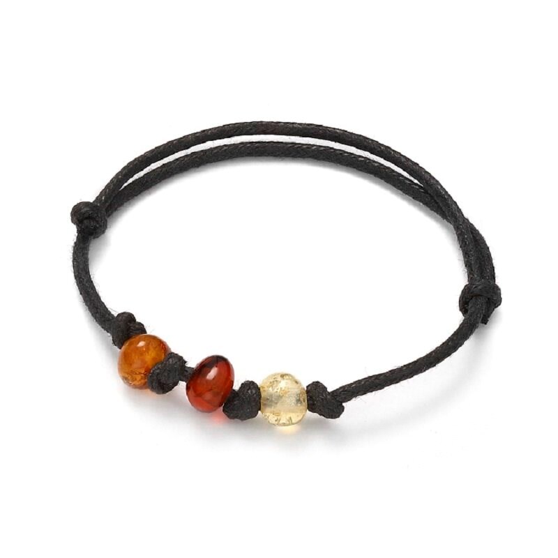 Bracelet réglable ambre multicolore