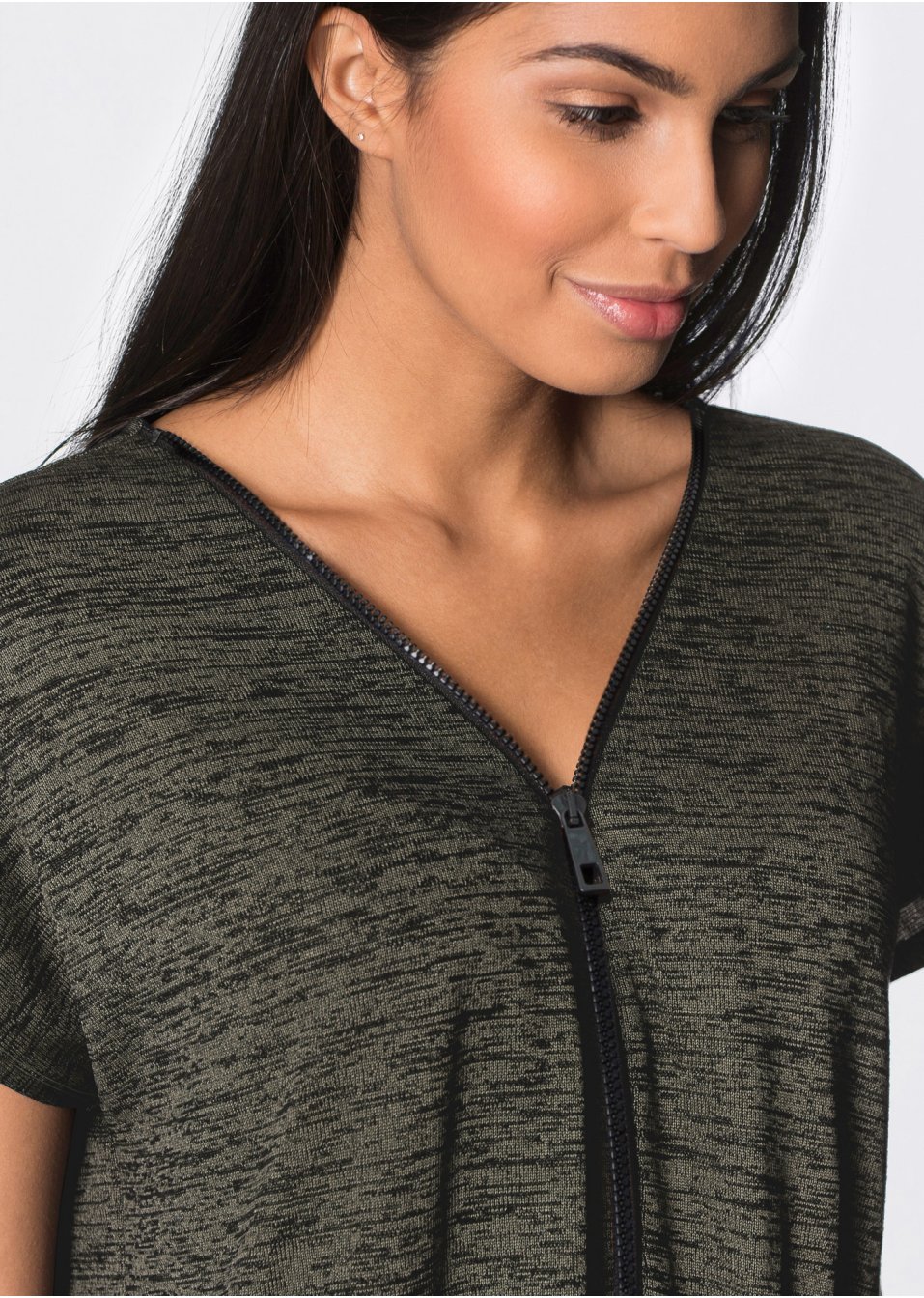 T-shirt oversize à fermeture zippée