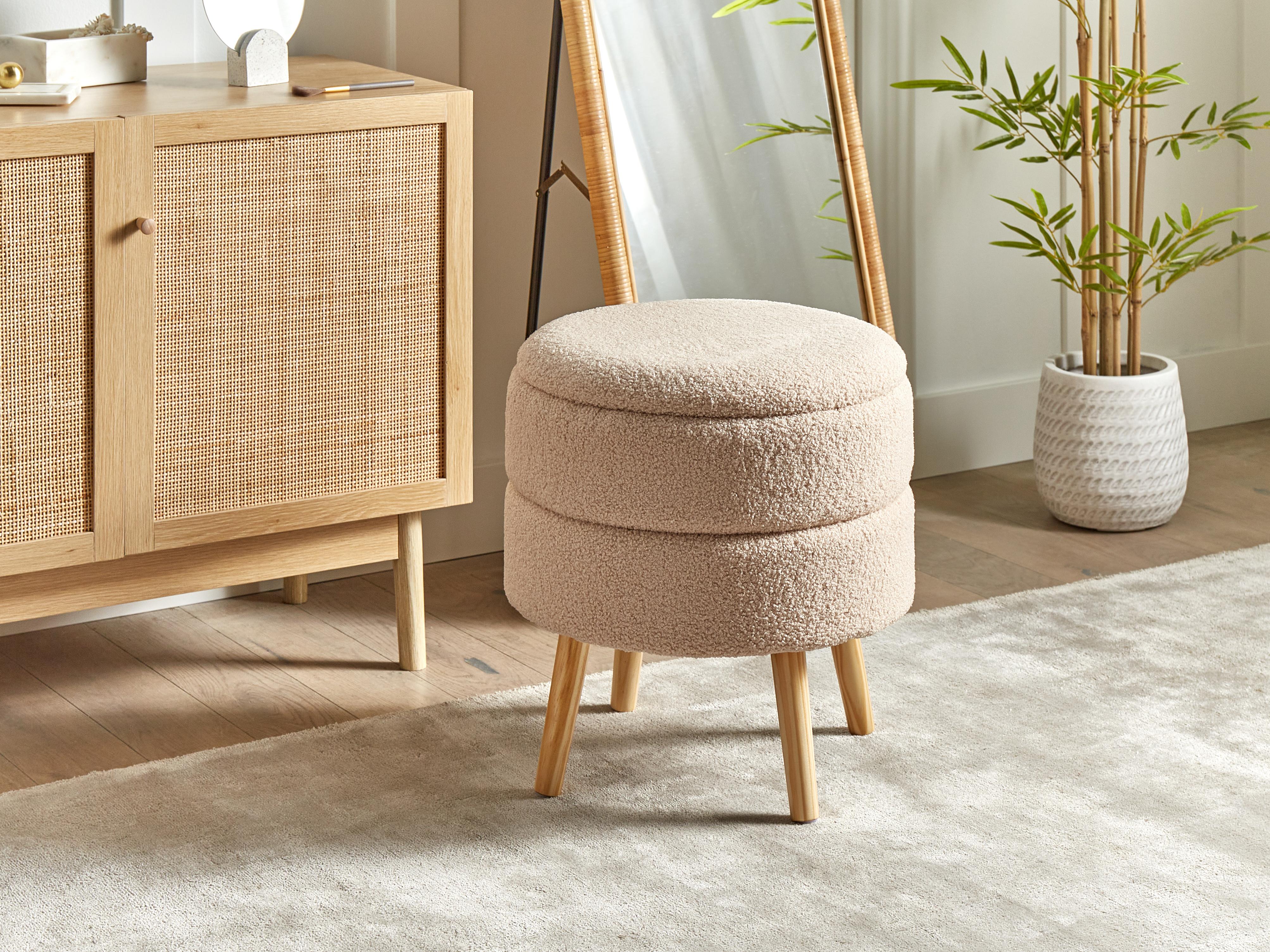 Hocker met opbergruimte OKATON Bouclé Beige