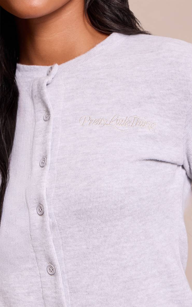 Gris Cardigan Extra-doux Brodé Tall