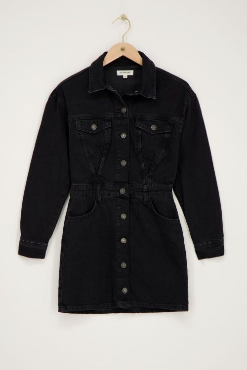 Zwarte spijkerjurk button-up