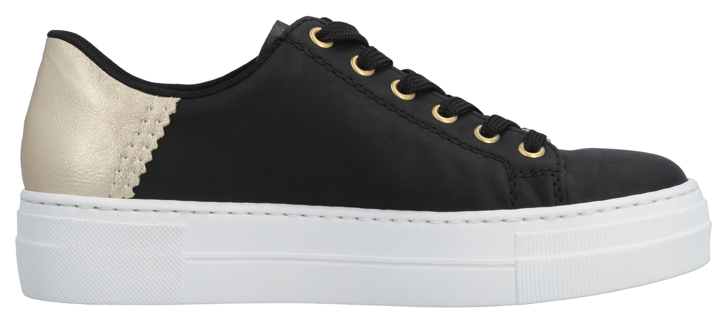 Rieker Plateausneaker  mit Metallic-Fersenkappe, Freizeitschuh, Halbschuh, Schnürschuh