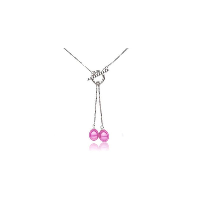 Collier Double Perles de Culture Rose et Argent 925