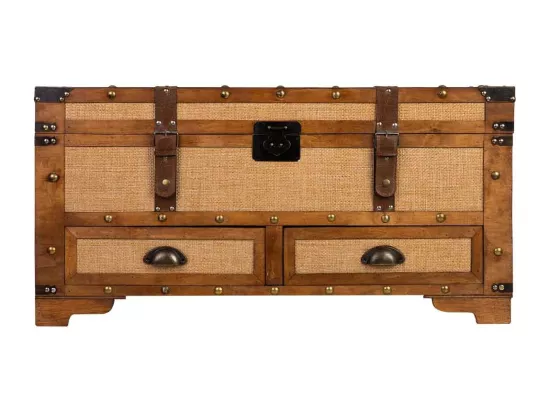Coffre en bois marron 90x45x45,5