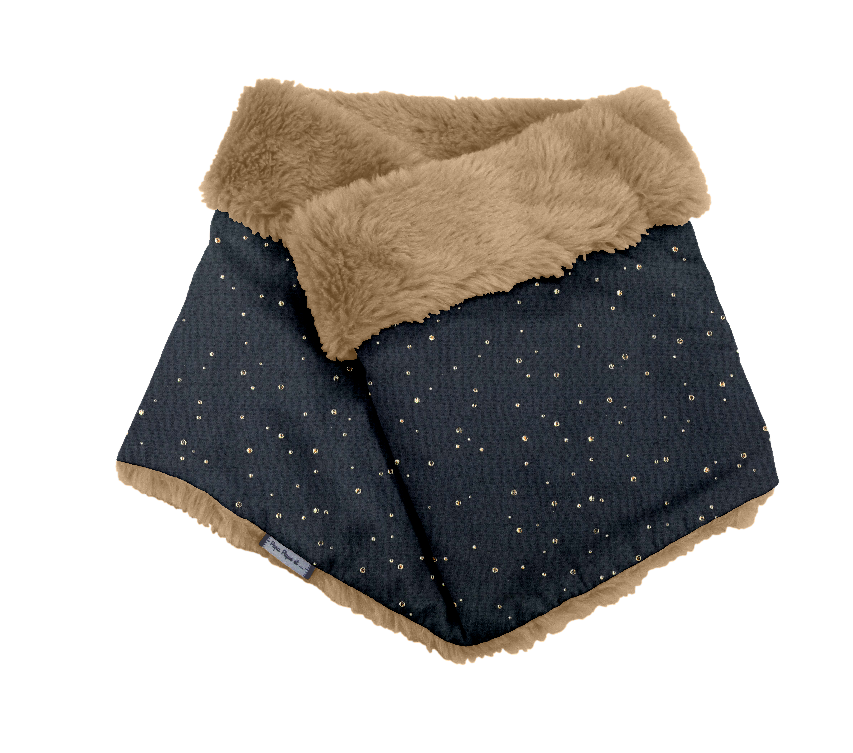 Echarpe Tube Adulte Gaze Pois Or Marine