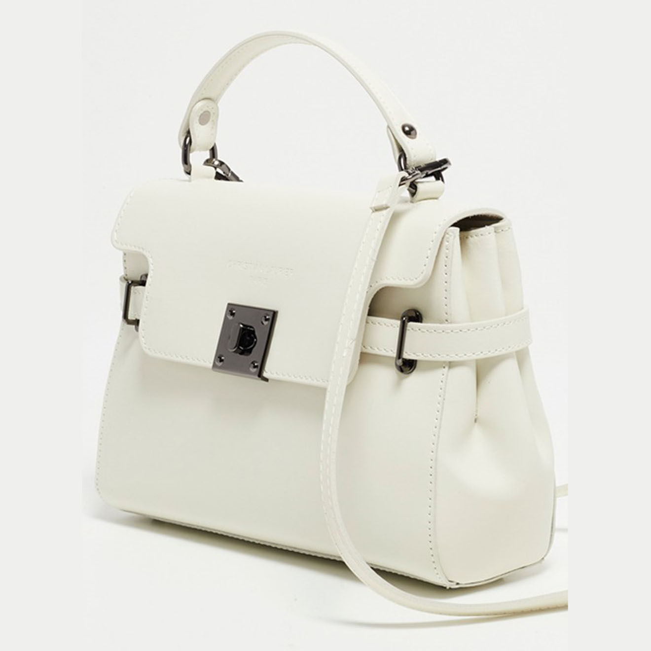 Christian Laurier Sac à Main en Cuir Swan blanc cassé - 28x20x11 cm