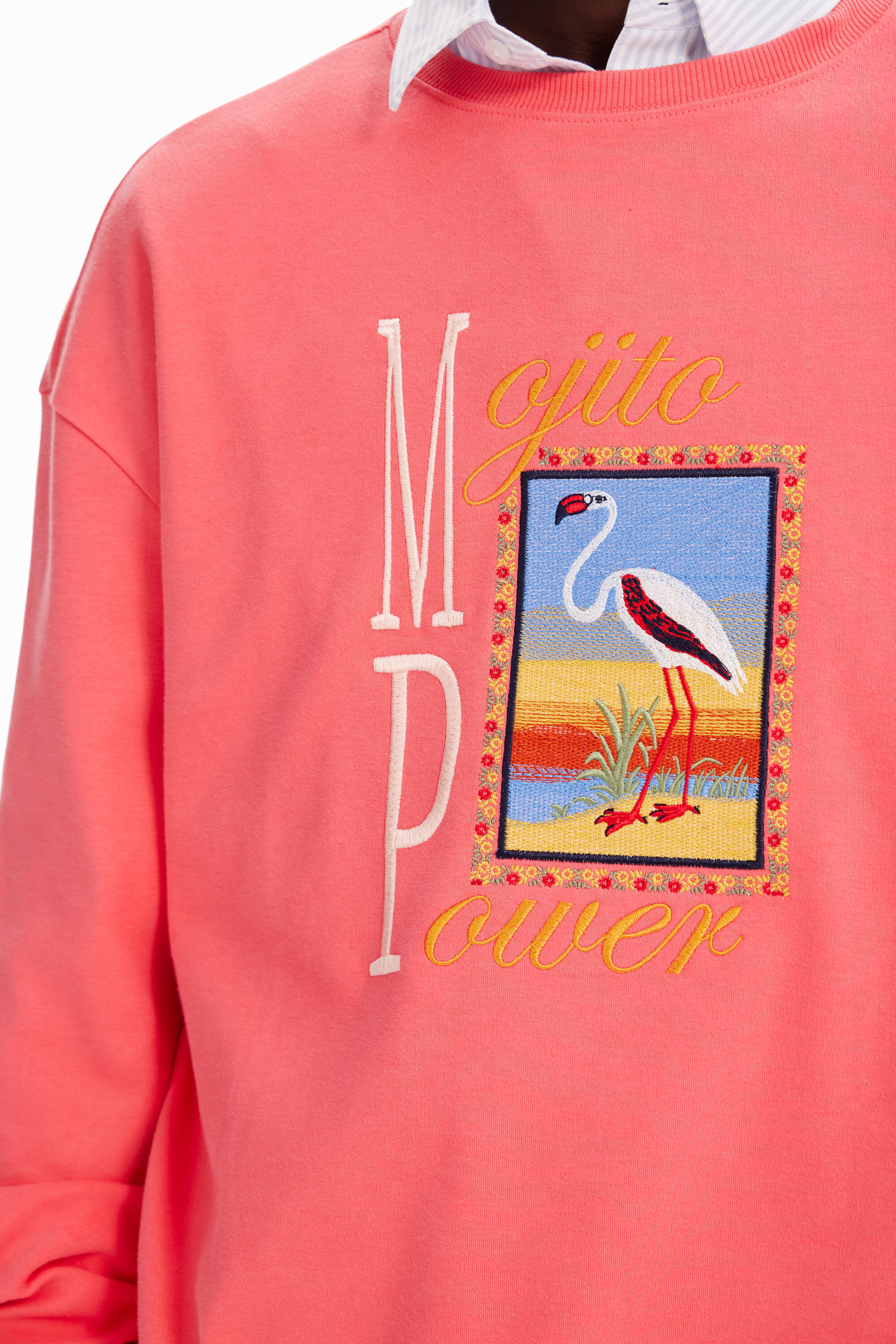 Sweat-shirt broderie flamant