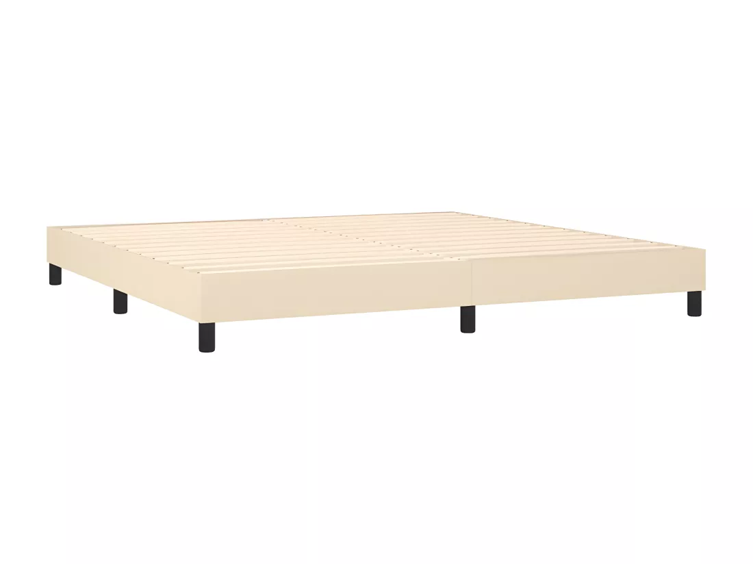 Sommier tapissier et matelas et LED Crème 200x200 cm Tissu