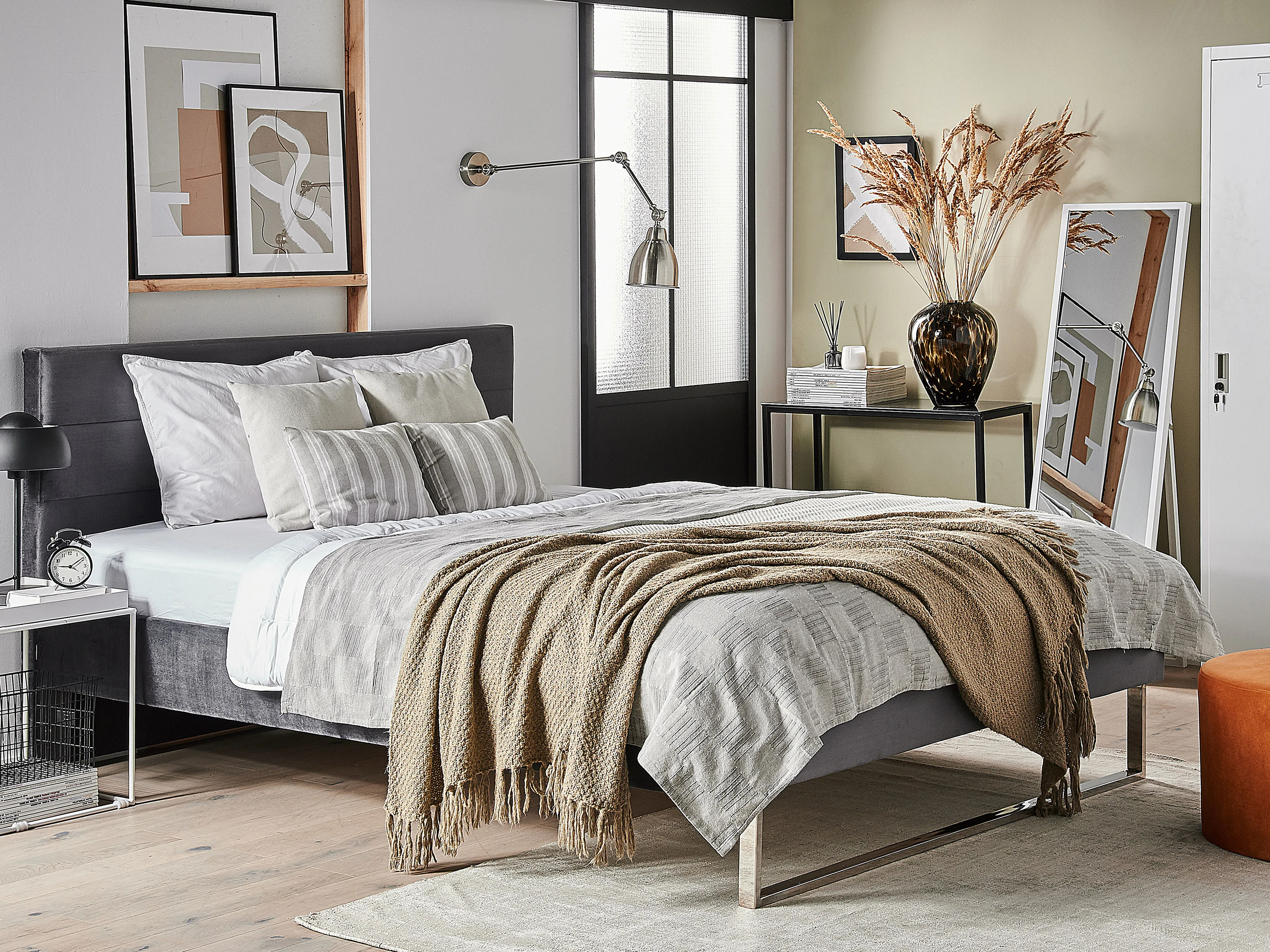 Bed Fluweel BELLOU 180 x 200 cm Donkergrijs