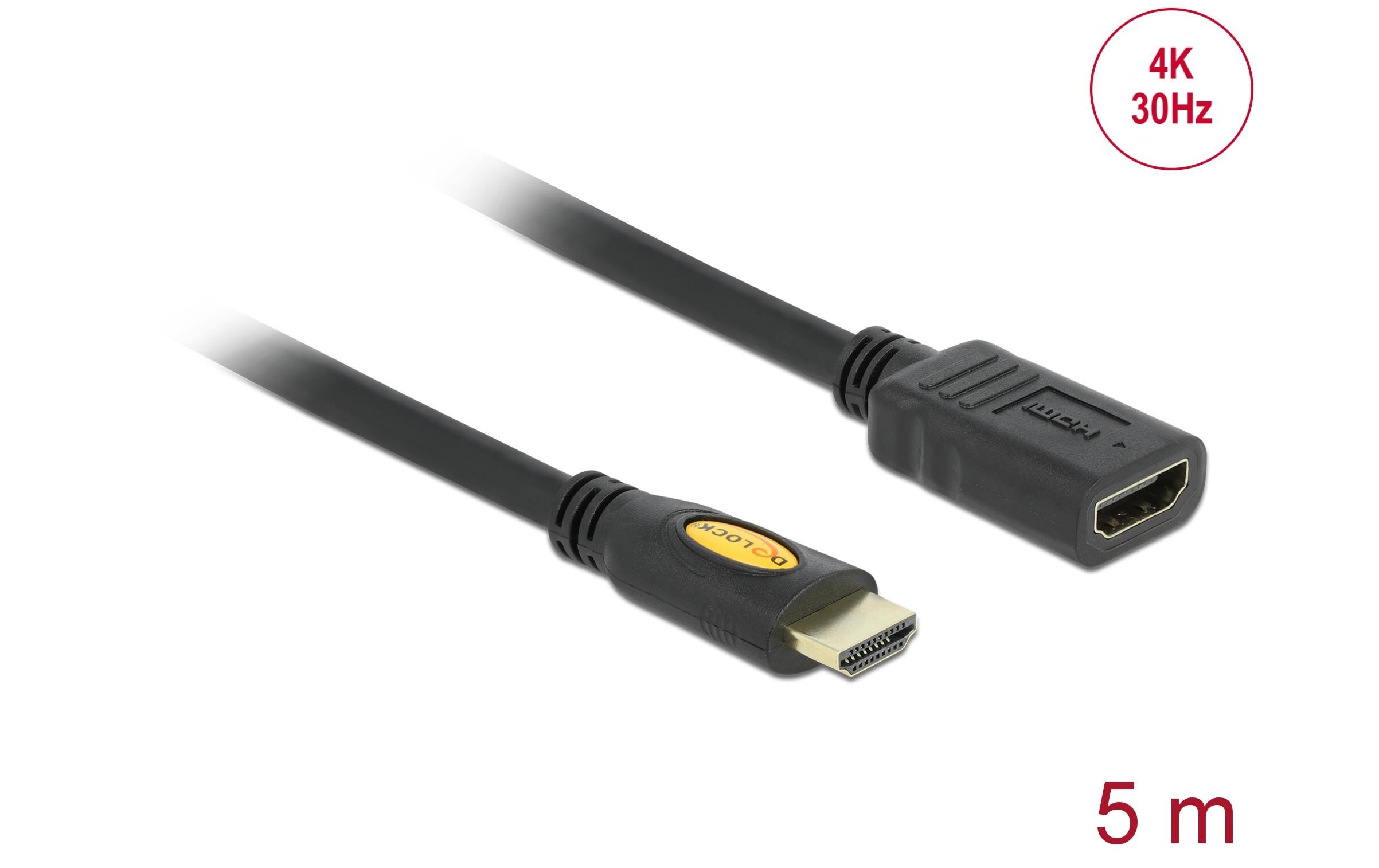 Verlängerungskabel 4K 30Hz HDMI - HDMI, 5 mDelock Verlängerungskabel High Speed HDMI mit Ethernet HDMI A Stecker > HDMI A Buchse 5 m