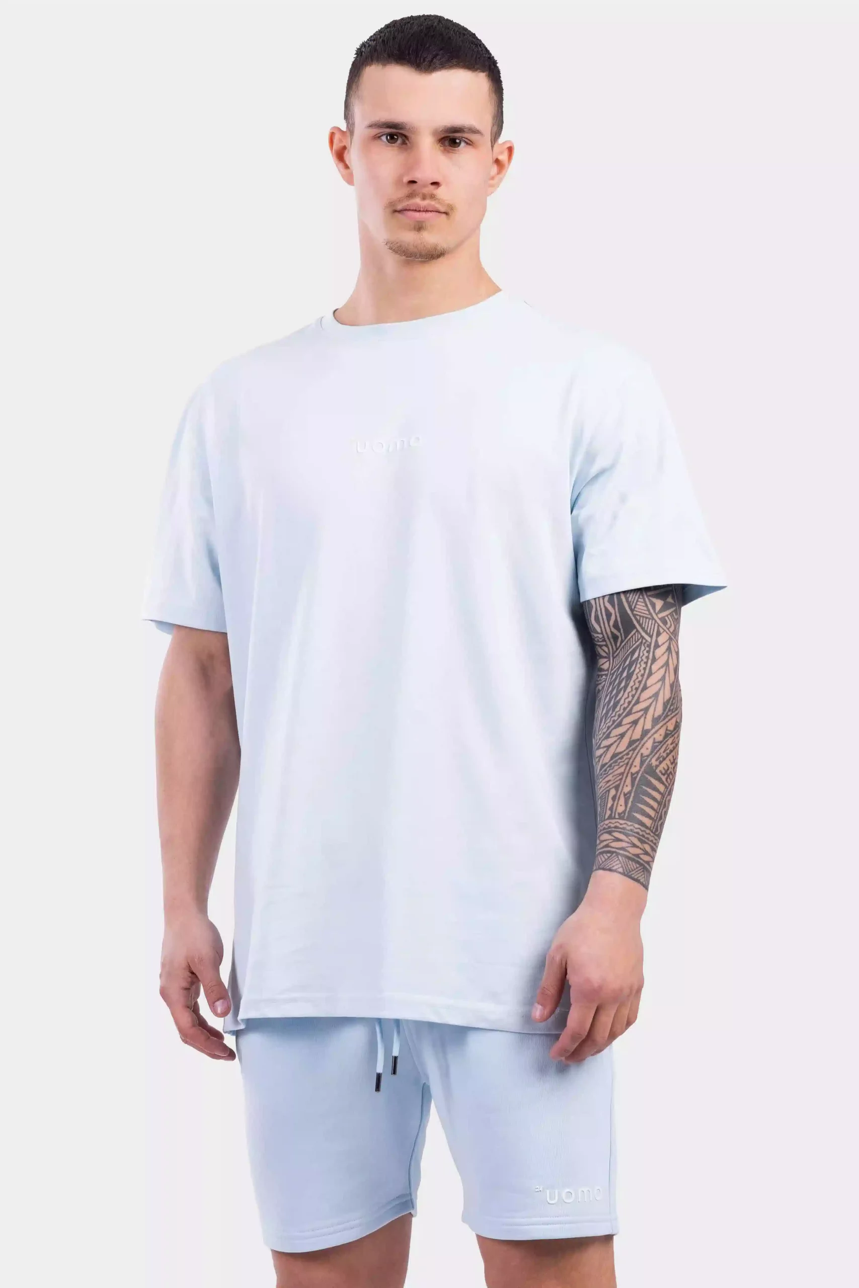 24 Uomo Basic T-Shirt Heren Lichtblauw