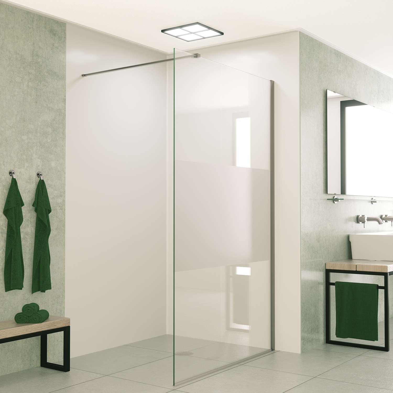 Mueller Slimline inloopdouche 110cm schaamband anti-kalk inclusief RVS profiel & stang