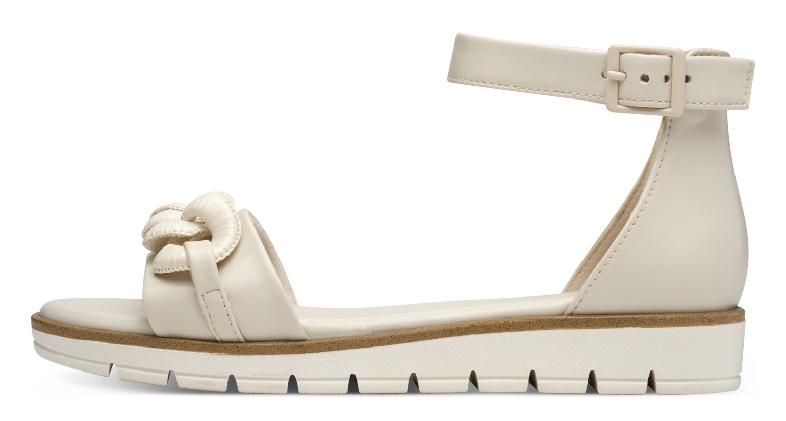 MARCO TOZZI Riemchensandale  , Keilabsatz, Sommerschuh, Sandalette, mit Zierkette Ton in Ton
