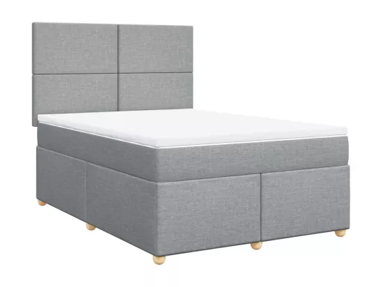 Sommier à lattes de lit avec matelas Gris clair 160x200cm Tissu