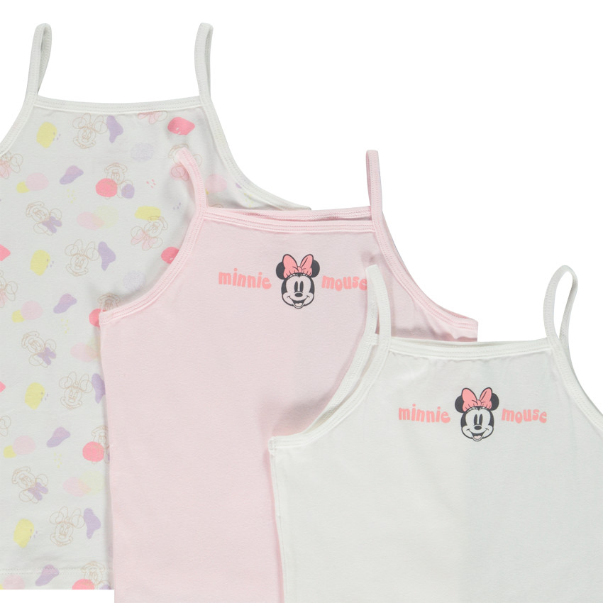 Lot de 3 maillots de corps à bretelles Minnie  pour fille