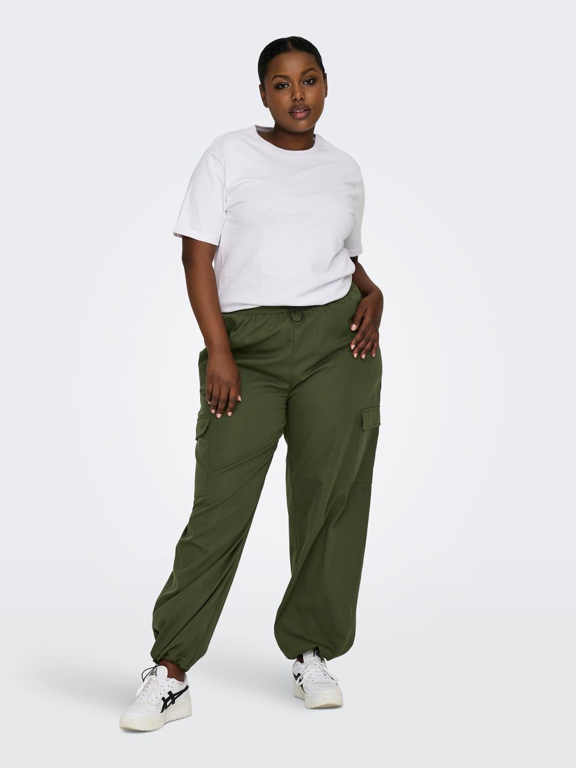 CARCASHI Mittlere Taille Normal geschnitten Cargo-Hose Rifle Green