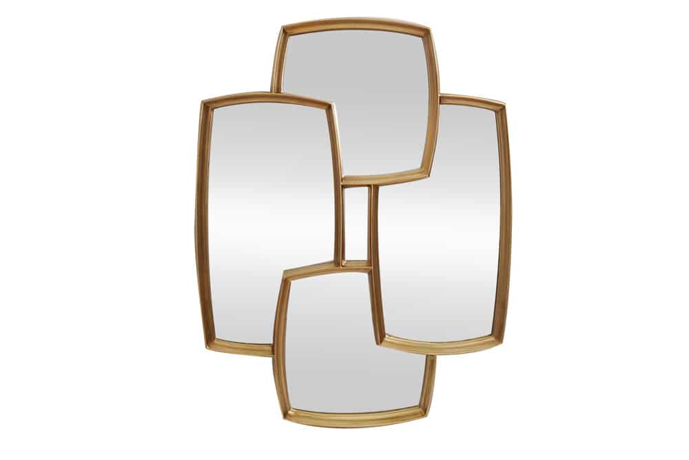 Moderner Wandspiegel QUADRA 90cm gold variabel aufhängbar vier Spiegel