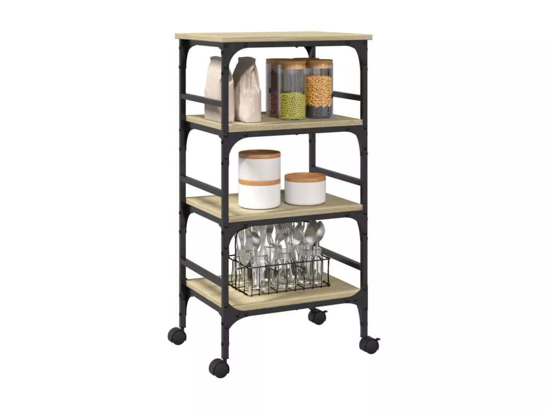Chariot de cuisine chêne sonoma 45x35x89,5 cm bois d'ingénierie