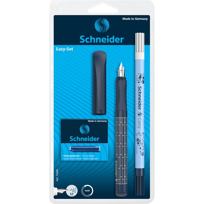Füllhalter Easy Pen mit Tintenlöscher + 6 Patronen