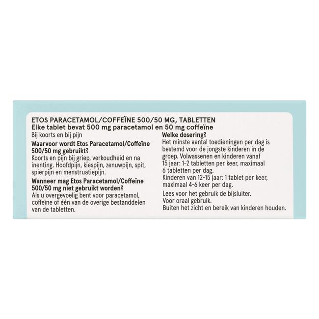 Etos Paracetamol/Coffeïne 500/50 mg 50 stuks