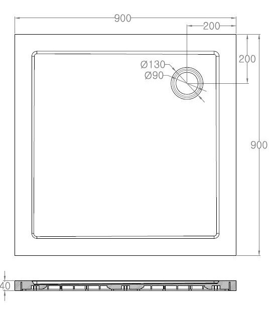 Mueller Mannheim luxe douchebak vierkant 90x90x4cm wit